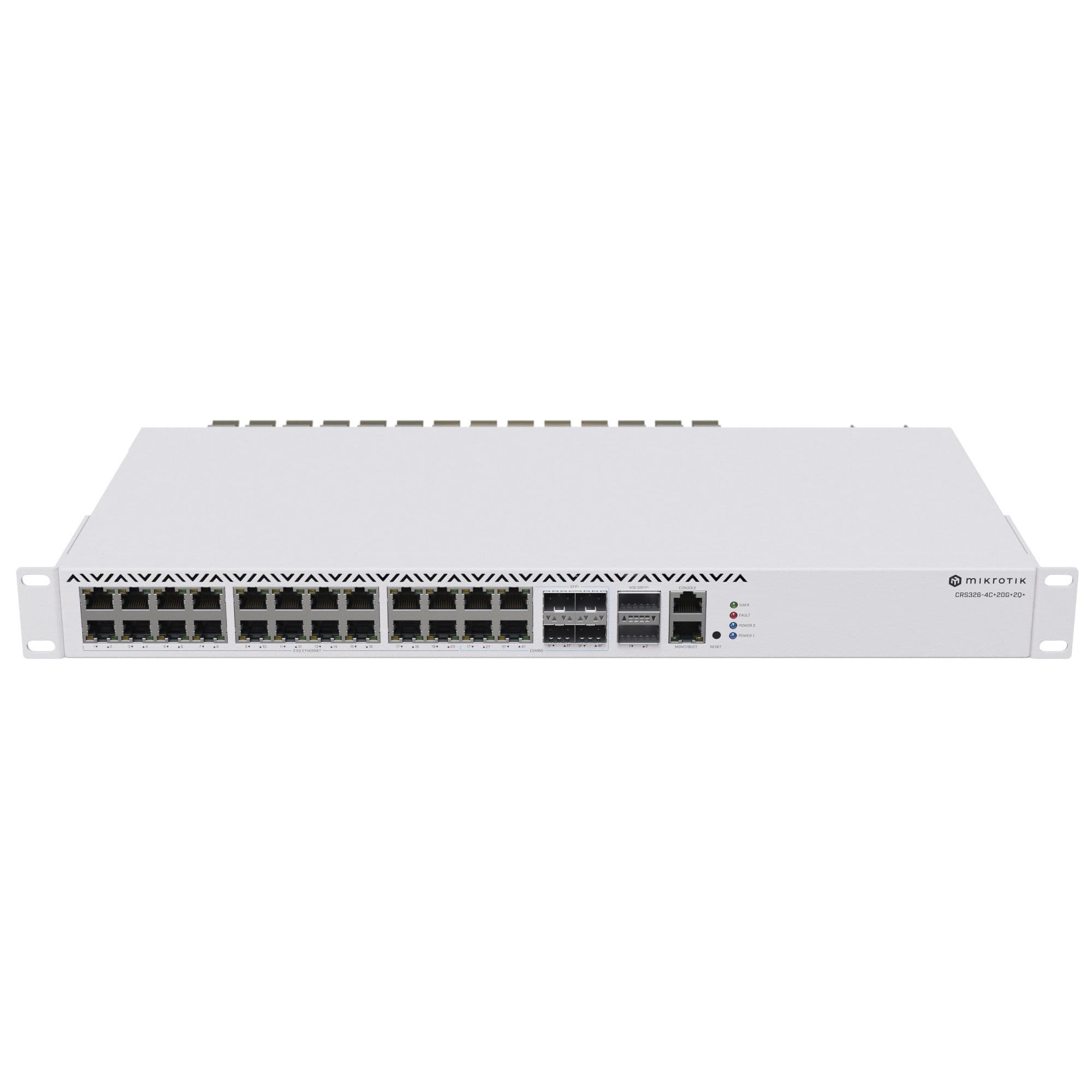 Суич Mikrotik CRS326-4C+20G+2Q+RM, 20x 2.5 Gigabit, 4x COMBO, 2x 40 Gigabit QSFP+