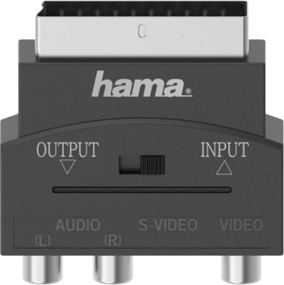 Преходник HAMA S-VHS, 3 х Чинч(1хVideo+2xAudio) - Скарт, Черен