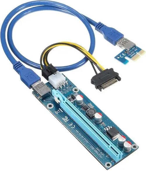 Конвертор Estillo Riser Card 6 Pin, PCI-Е x 1 към PCI-Е x16, USB 3.0