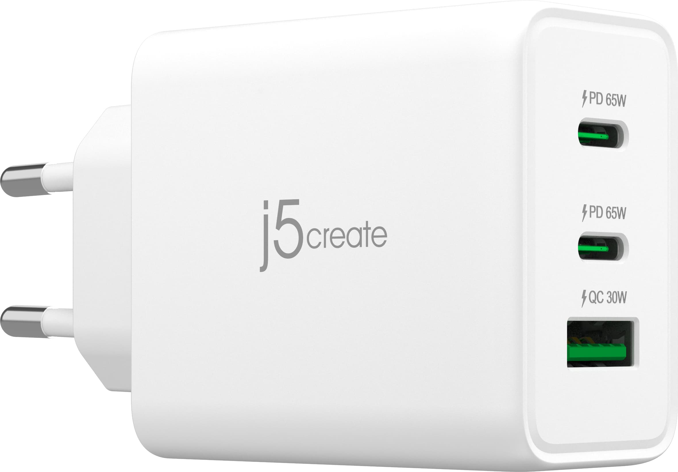 Мрежово зарядно j5create JUP3365E 65W, 3 порта, USB-C, USB-A