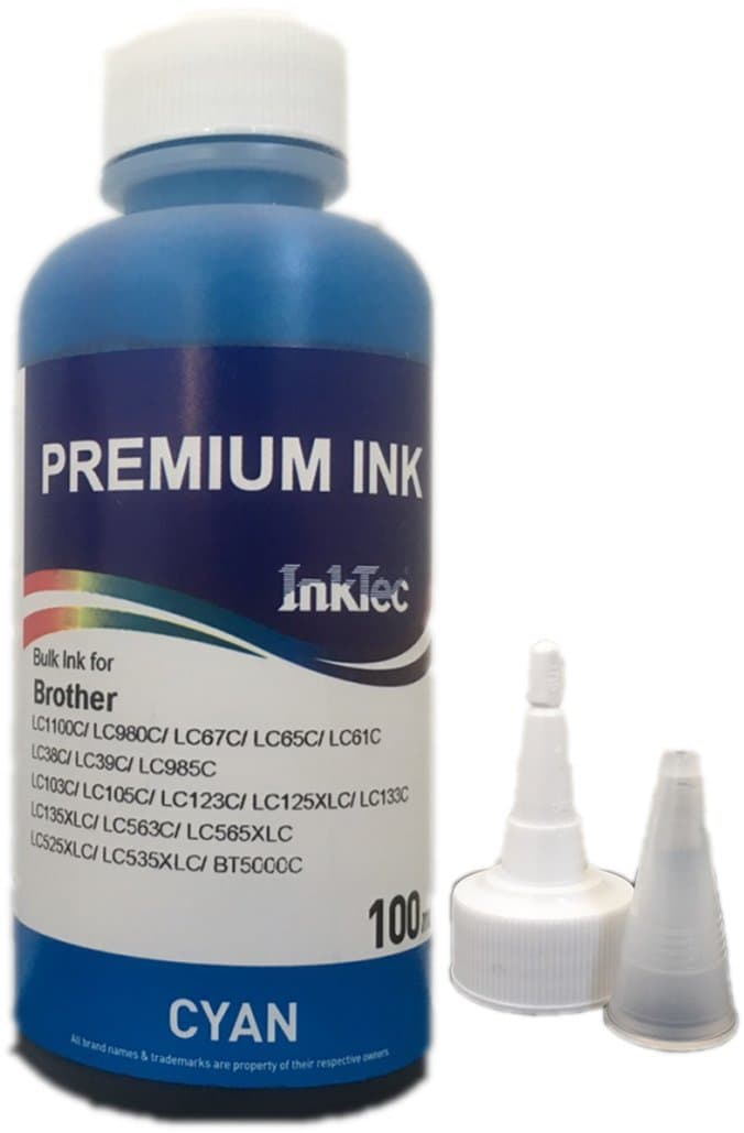 Бутилка с мастило INKTEC за Brother LC1100Bk/LC980Bk/LC67BK/C/M/Y, 100 ml, Cyan