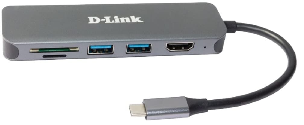 Докинг станция D-Link DUB-2327, от USB C към 1x USB C(PD), 2x USB A, 1x HDMI, 1x SD/MicroSD четец на карти, сива