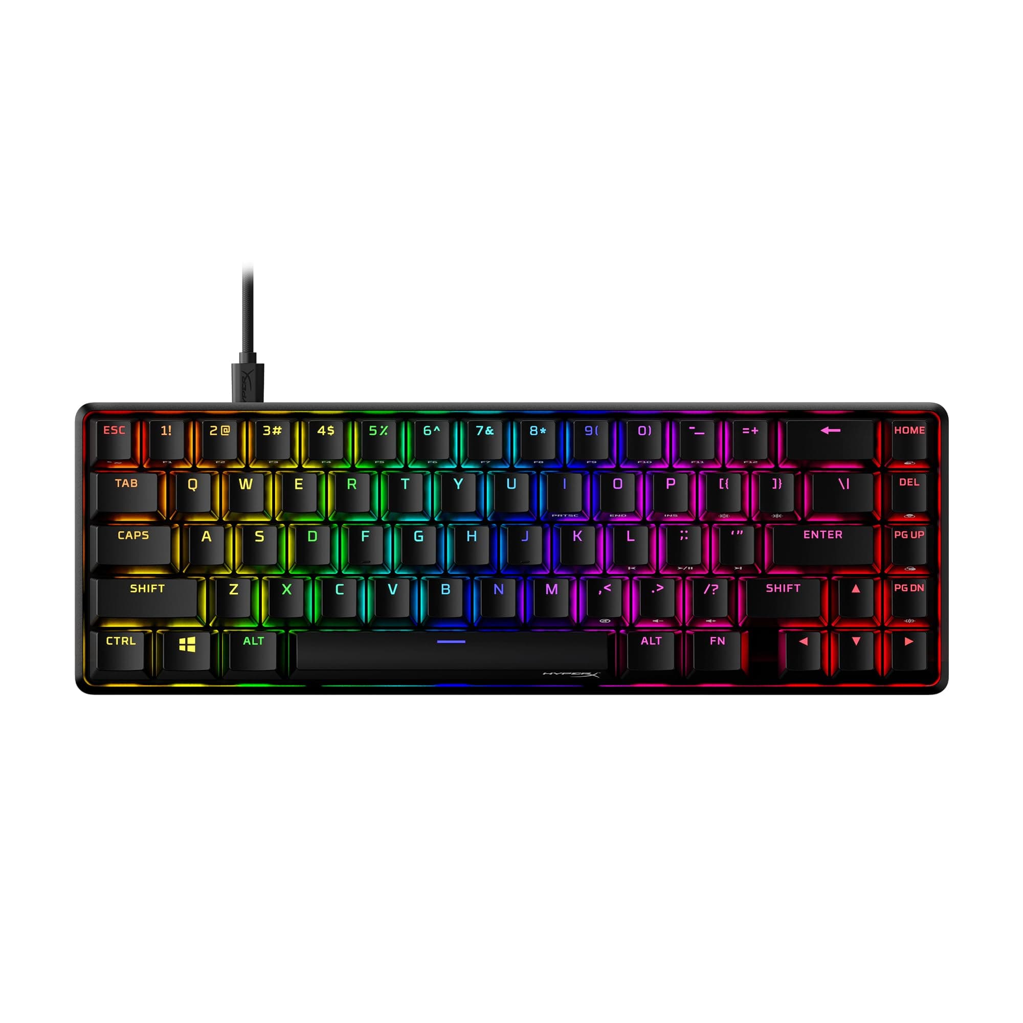 Геймърска механична клавиатура HyperX Alloy Origins 65, HyperX червени суичове, Черен