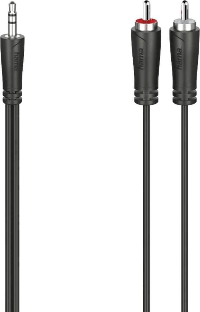 Аудио кабел HAMA, 3.5 mm жак - 2 x Чинч, 1.5м, Черен