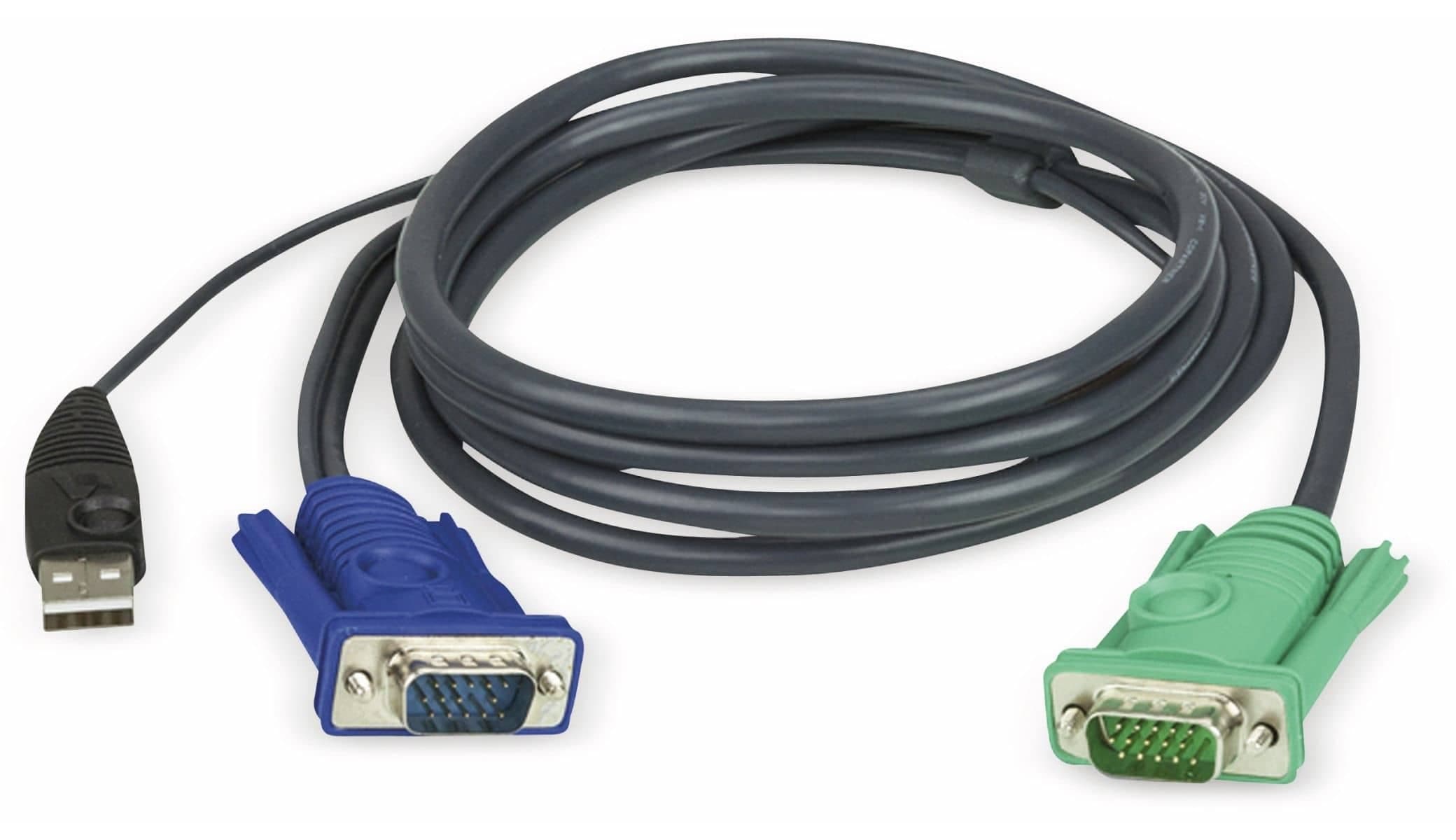 KVM кабел ATEN, PC HDB & USB към 3in1 SPHD(Keyboard/Mouse/Video), Вграден PS/2 към USB конвертор, 3 м