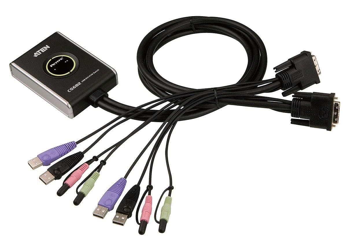 KVM суич ATEN CS682 - 4x USB A, 2x DVI, 4x 3.5mm jack
