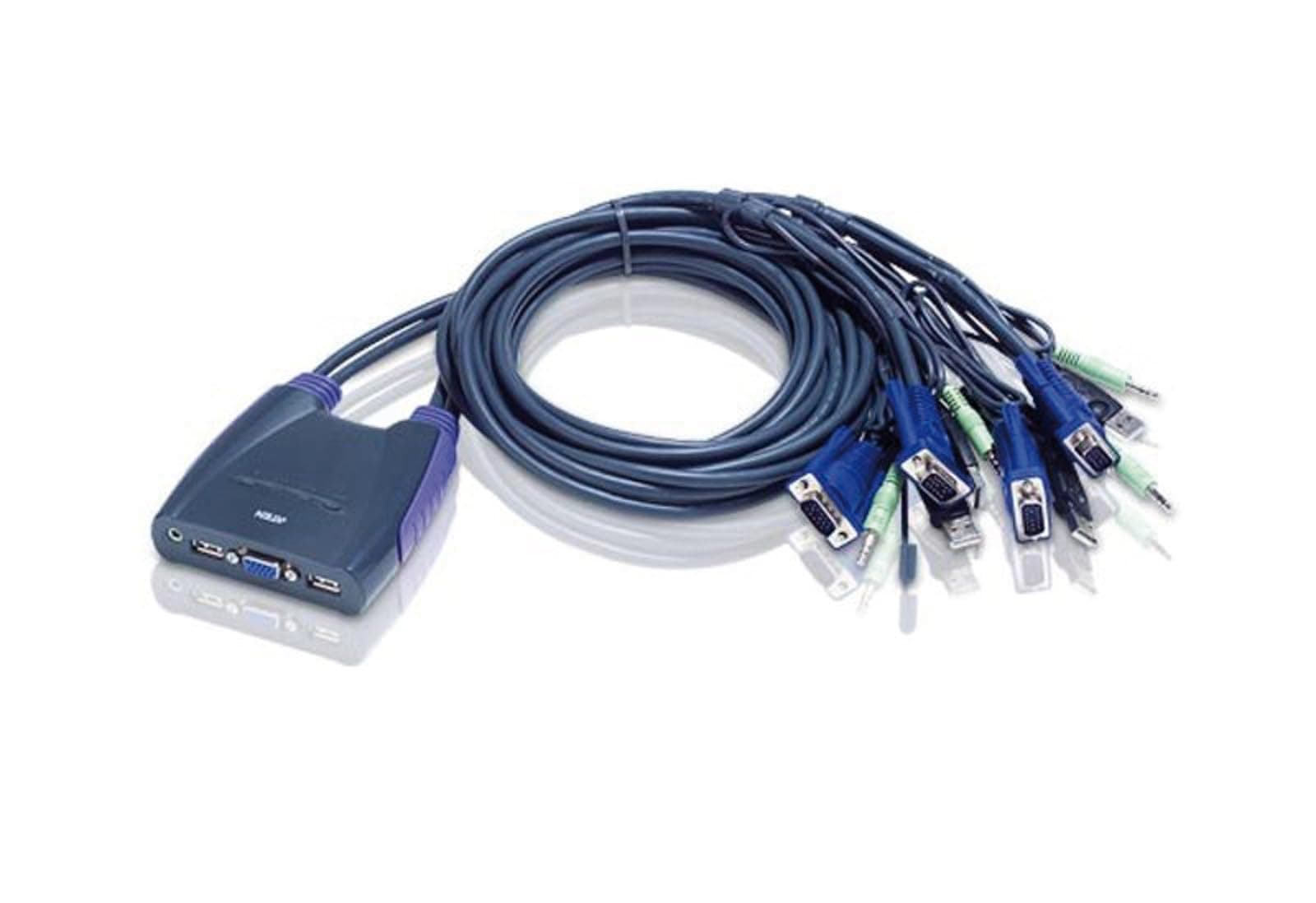 KVM суич ATEN CS64US, от 2x USB A, 1x VGA, 1x 3.5mm jack към 4x USB A, 4x VGA), 4x 3.5mm jack