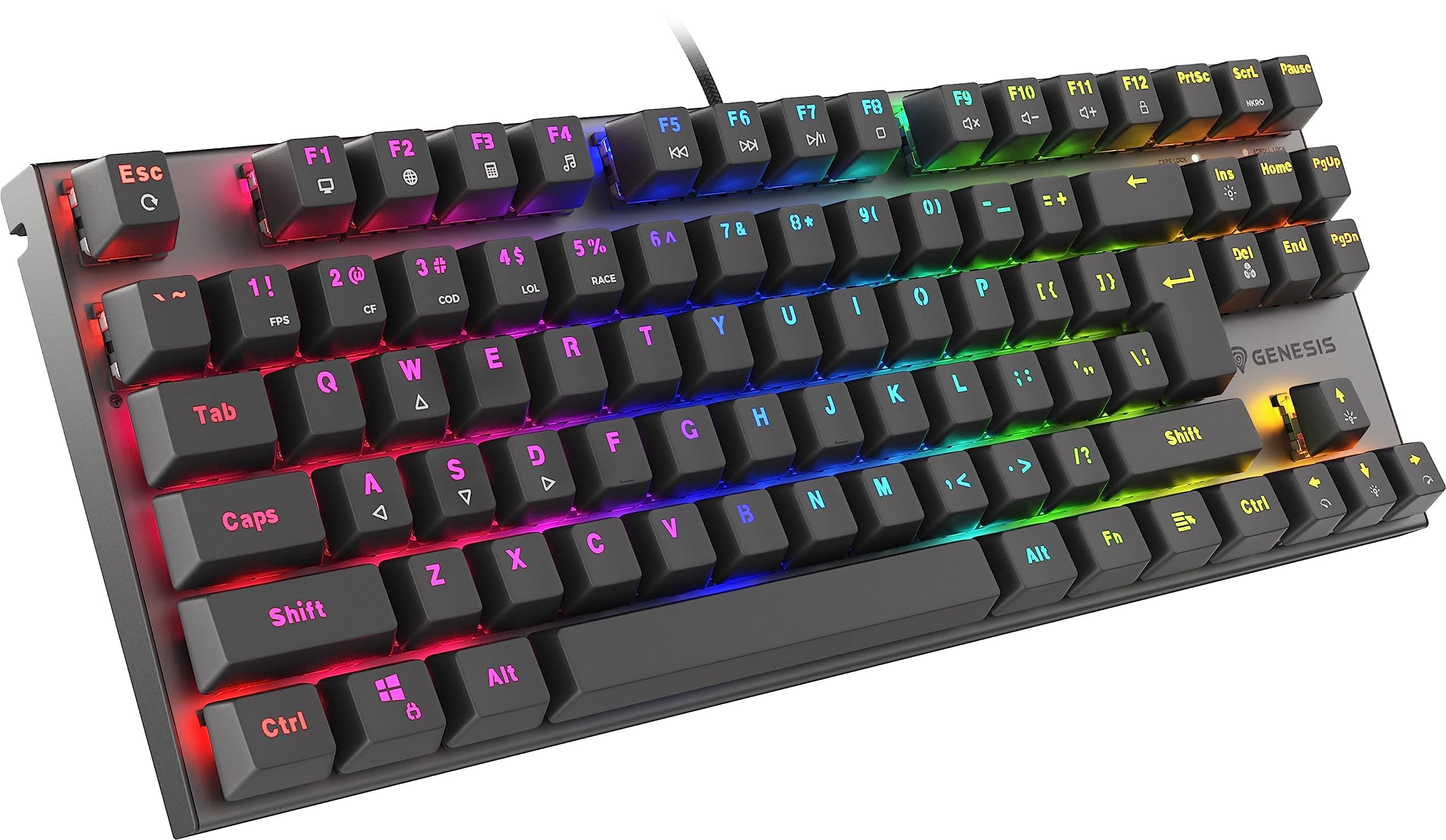 Genesis Mechanical Gaming Keyboard Thor 303 TKL RGB Backlight Red Switch US Layout Black