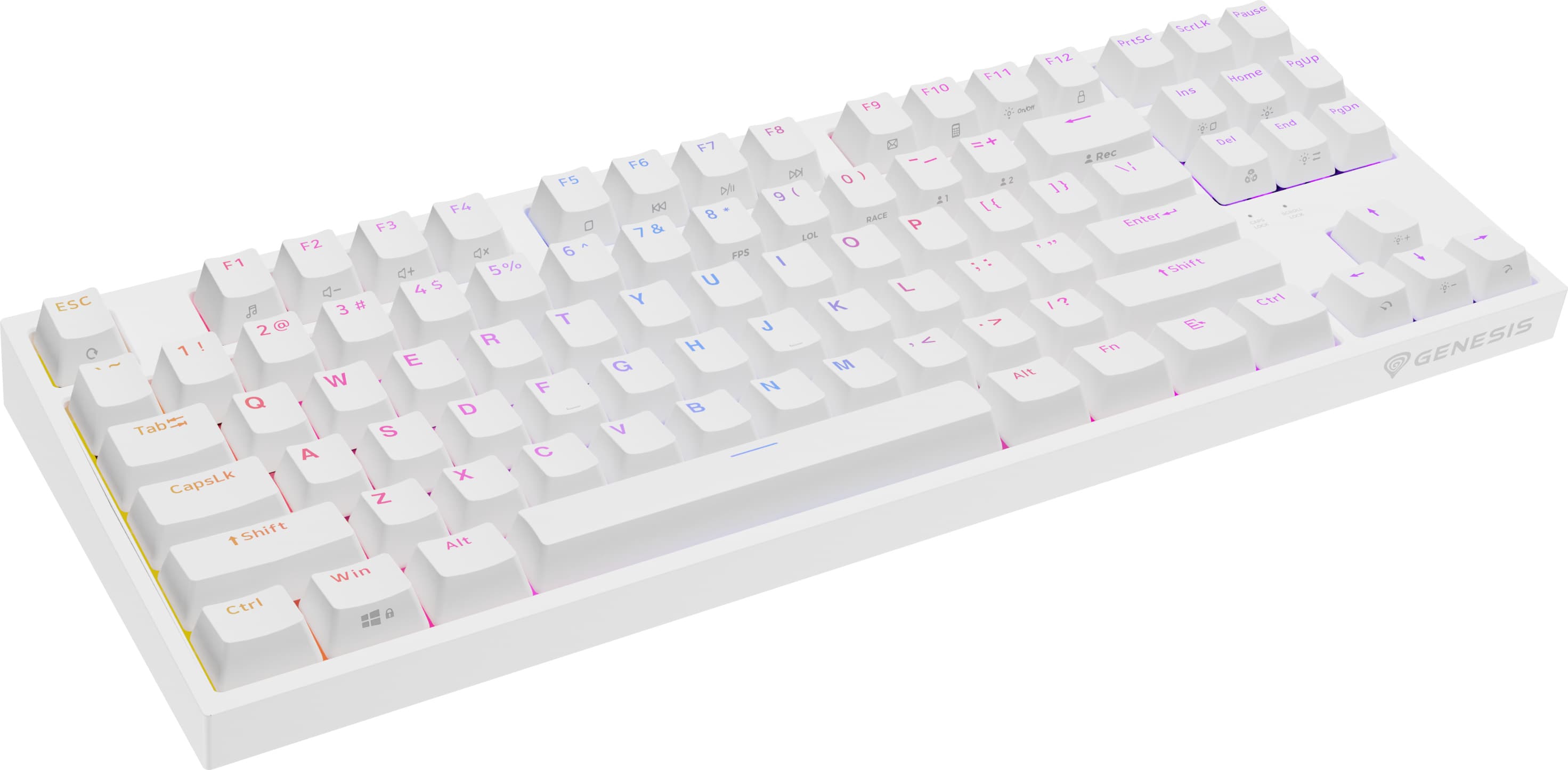 Genesis Gaming Keyboard Thor 404 TKL White RGB Backlight US Layout Yellow Switch