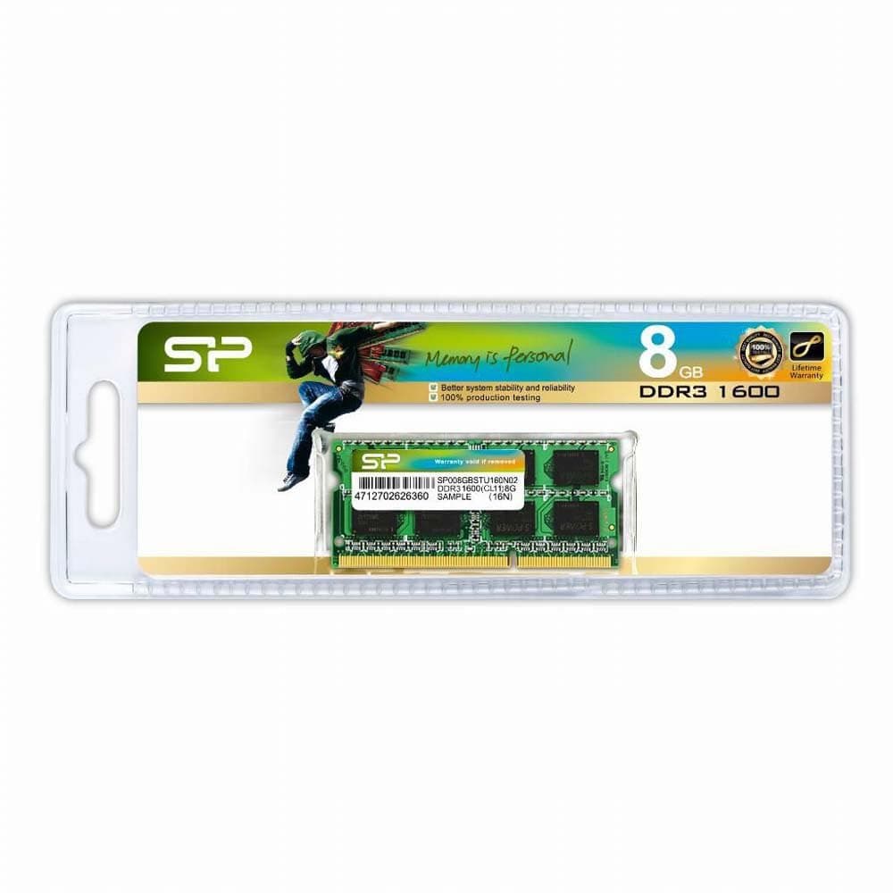 Памет Silicon Power 8GB SODIMM DDR3 PC3-12800 1600MHz CL11 SP008GBSTU160N02
