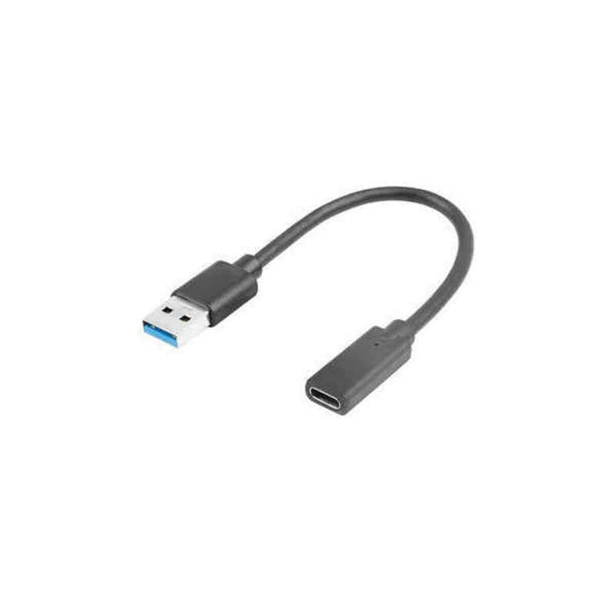 Преходник Lanberg AD-UC-UA-03, от USB-A(м) към USB-C(ж), черен