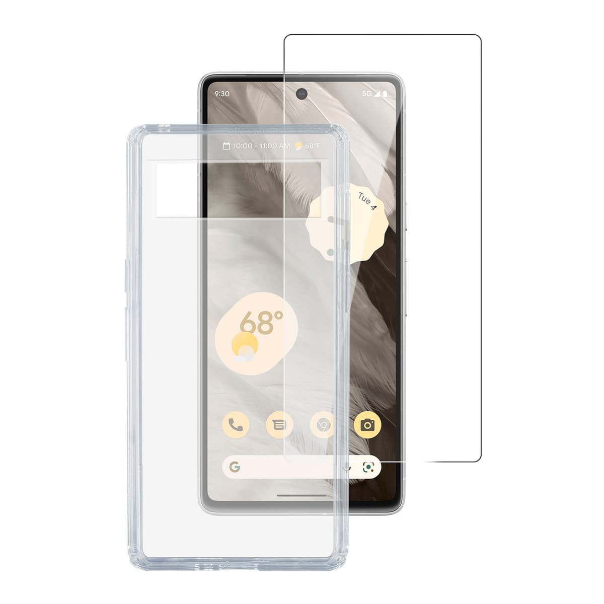 Тънък силиконов кейс и стъклено защитно покритие за дисплея на Google Pixel 8 Pro - 4smarts 360° Starter Set (прозрачен)