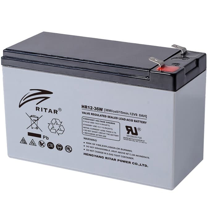 Оловна батерия RITAR, (HR12-36W) VRLA, 12V, 9Ah, 151/ 65/ 94 mm, Терминал2