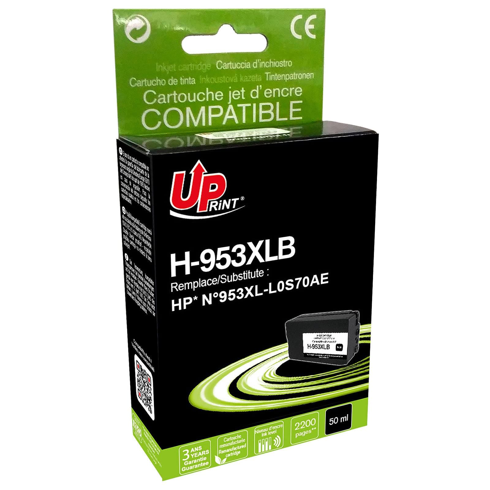 Мастилница UPRINT L0S70AE, HP 953XL, OfficeJet Pro 8210/8710/7720, 50 ml, Black