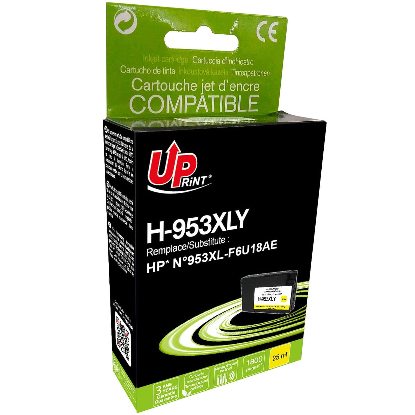 Мастилница UPRINT F6U18AE, HP 953XL, OfficeJet Pro 8210/8710/7720, 25 ml, Yellow