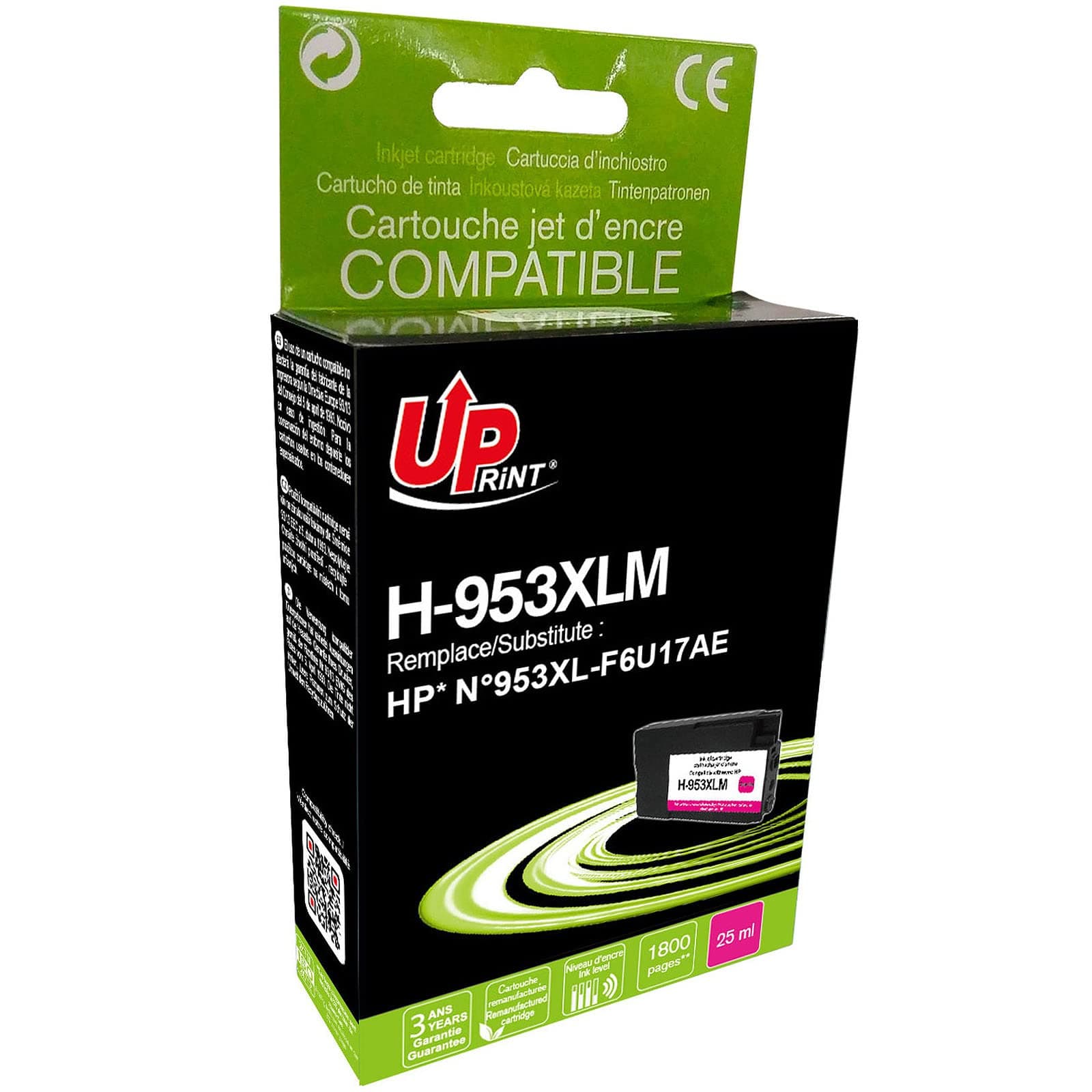 Мастилница UPRINT F6U17AE, HP 953XL, OfficeJet Pro 8210/8710/7720, 25 ml, Magenta