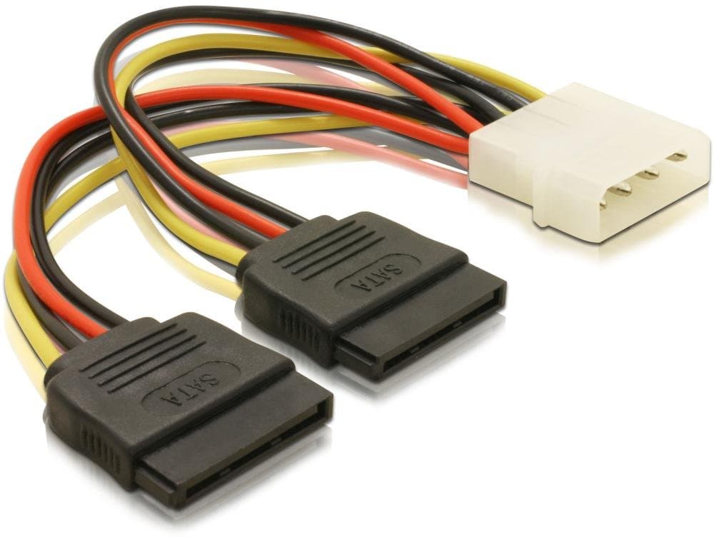Кабел DeLock Power Molex 4 Pin мъжко към 2 x SATA 15 Pin, 16 cm