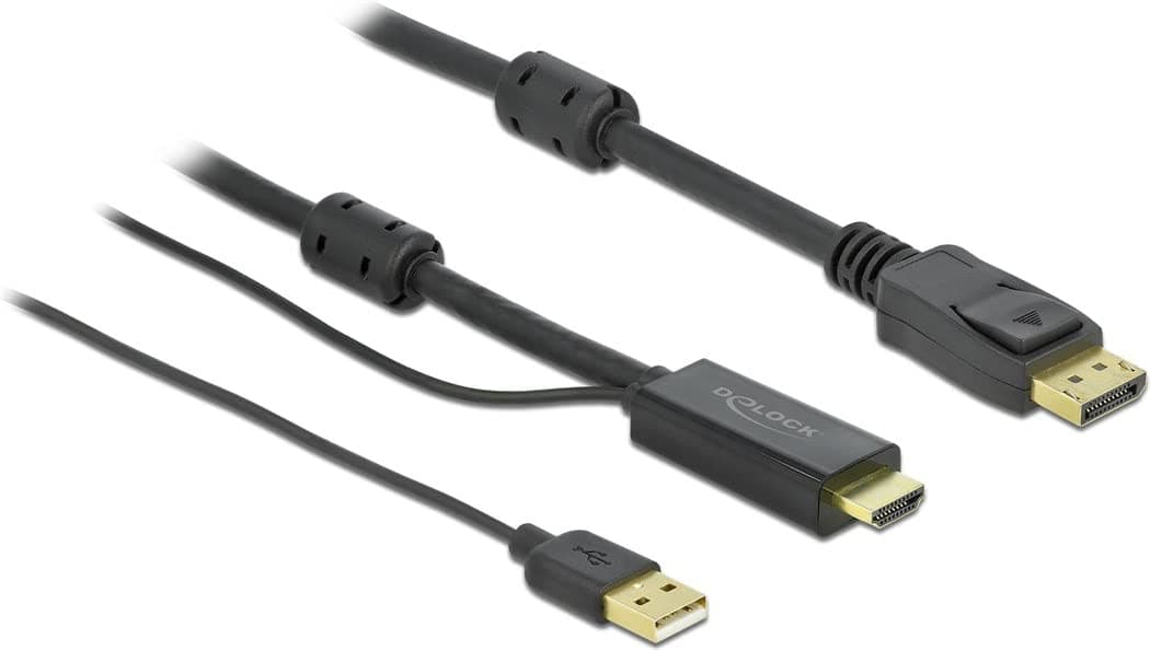 Кабел Delock HDMI мъжко - DisplayPort USB мъжко, 4K 30 Hz, 3 м, Черен