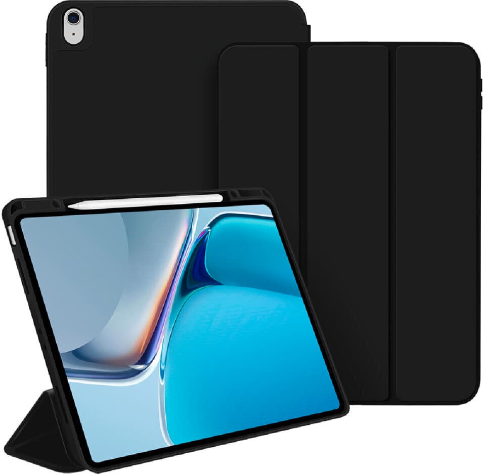 Полиуретанов калъф с поставка и отделение за Apple Pencil за iPad Air13 (2024) - 4smarts Folio Basic Case (черен)