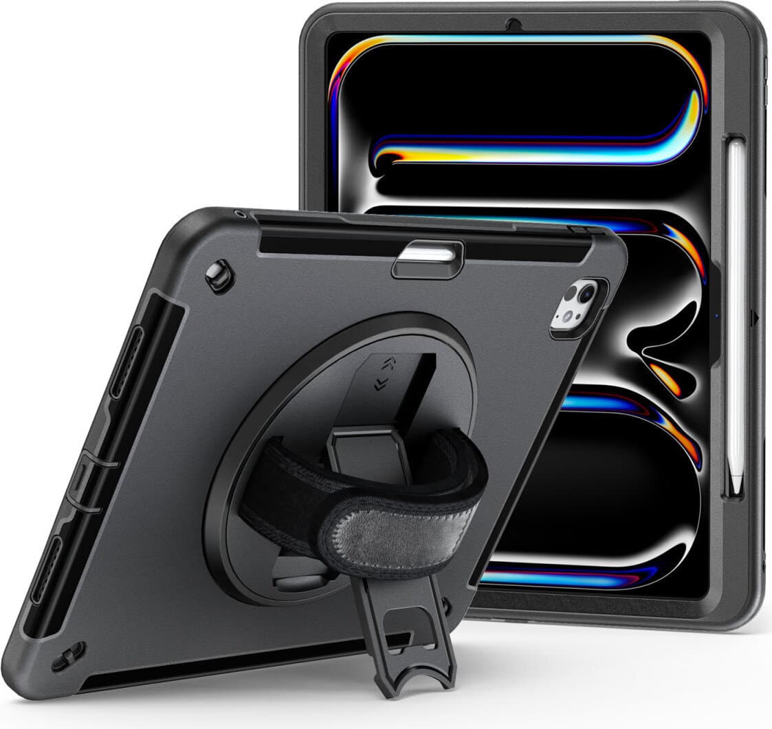 Удароустойчив кейс за iPad Pro 13 (2024) (черен) - 4smarts Rugged Grip Tablet Case