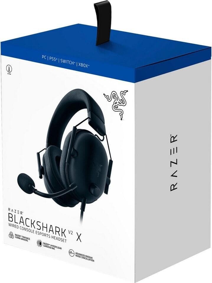 Слушалки Razer BlackShark V2 X (RZ04-03241000-R3G1), Jack 3.5mm, микрофон, наушници с мемори пяна, шумопотискащи, 50mm говорители, гейминг, черни