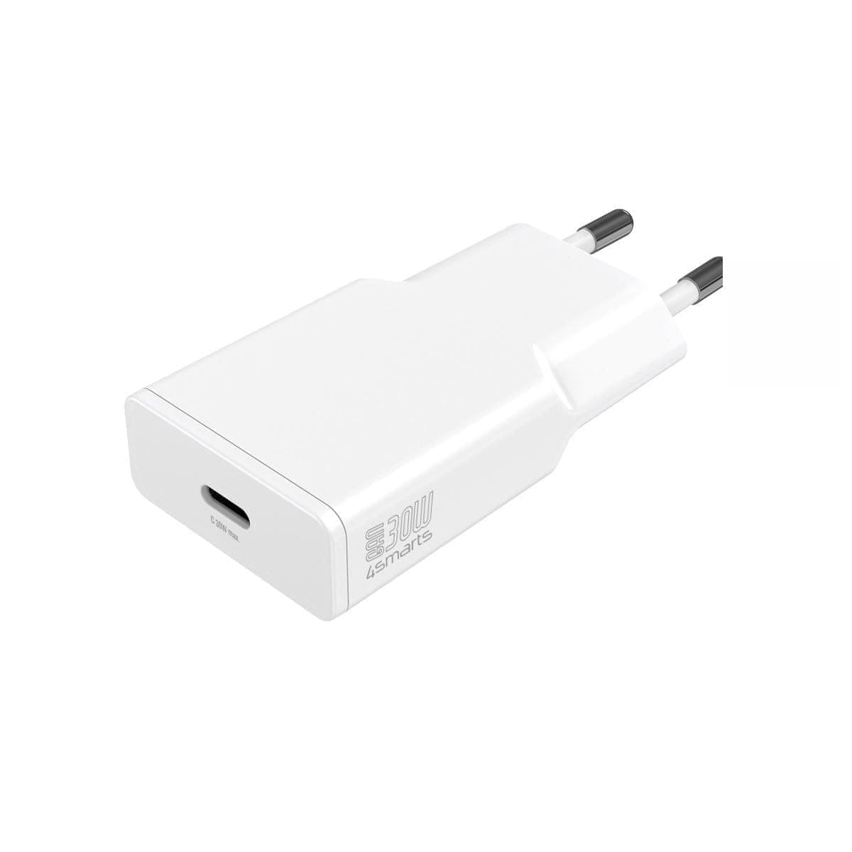Захранване за ел. мрежа с USB-C PD изход с технология за бързо зареждане (бял) - 4smarts GaN 1C Slim PD Wall Charger USB-C 30W