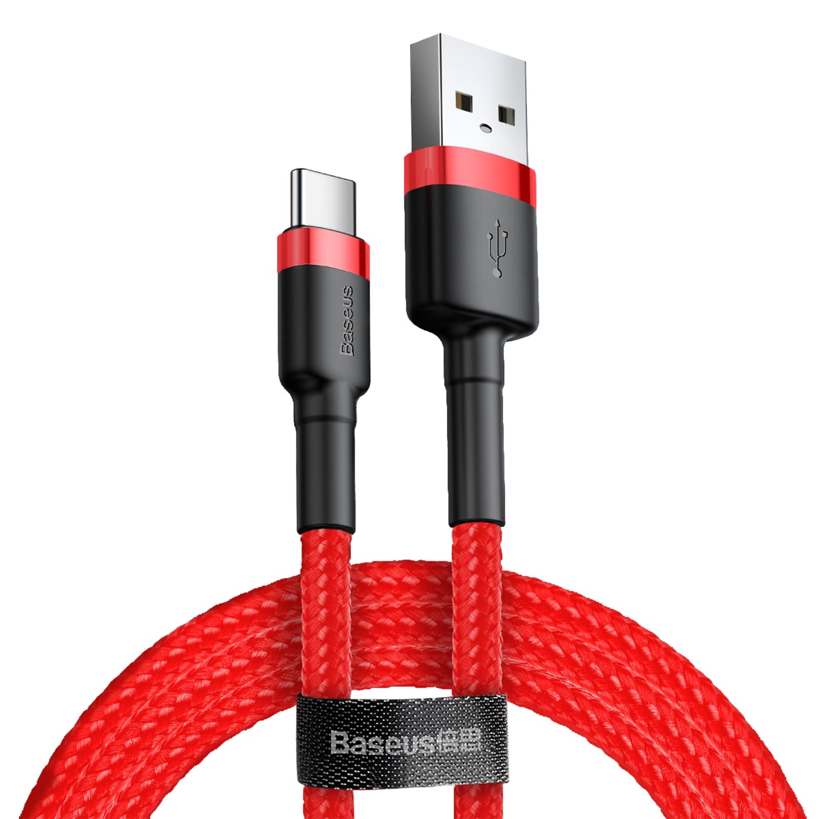 Кабел Baseus Cafule Braided, от USB A(м) към USB C(м), 0.5m, черен