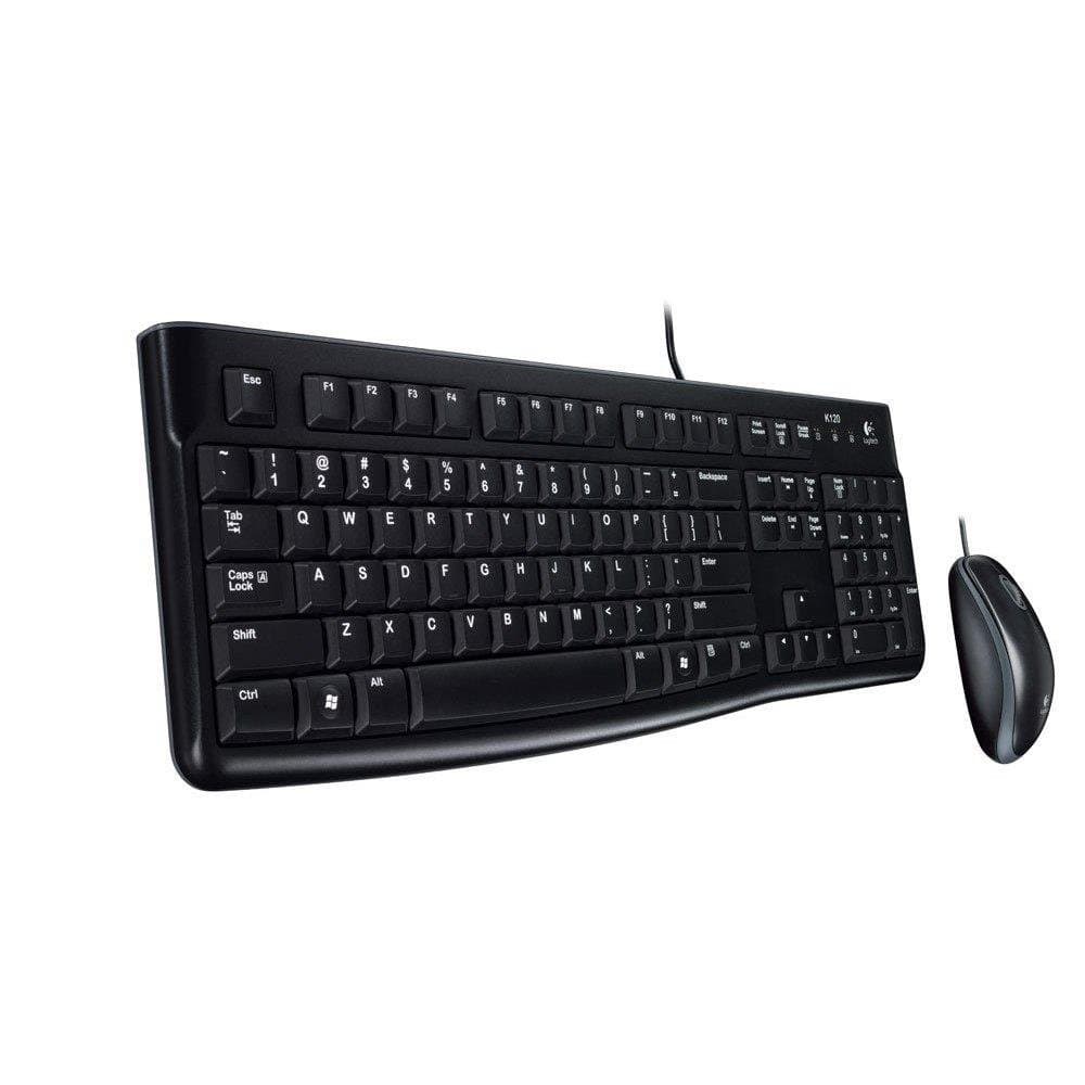 Комплект клавиатура и мишка Logitech MK120, US International, USB, черни