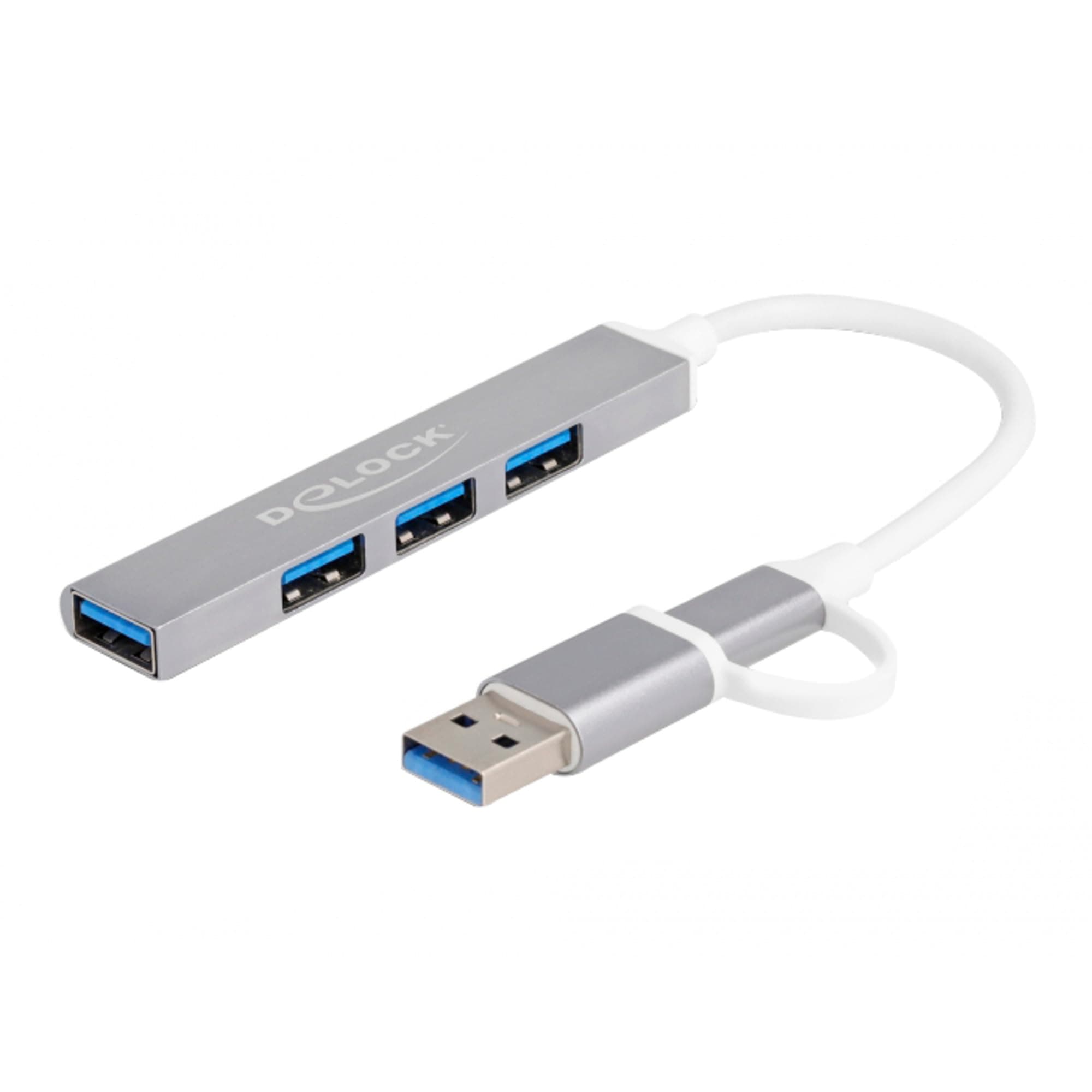 USB хъб Delock, USB-C / USB-A - 3 x USB-A 2.0 + 1 x USB-A 5 Gbps