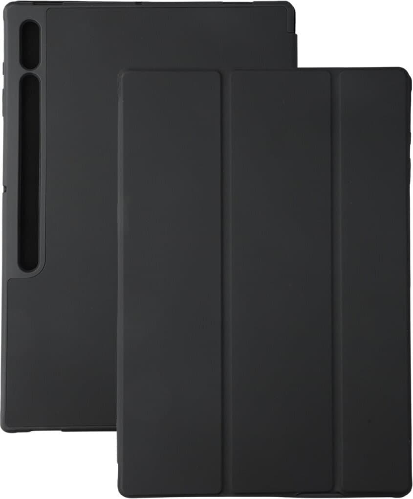 Полиуретанов калъф с поставка и отделение за Samsung S-Pen за Samsung Galaxy Tab S10 Ultra, Tab S9 Ultra - 4smarts Folio Basic Case (черен)
