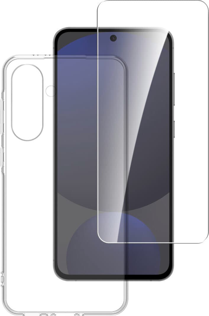 Тънък силиконов кейс и стъклено защитно покритие за дисплея на Samsung Galaxy A36 5G - 4smarts 360° Protection Set (прозрачен)