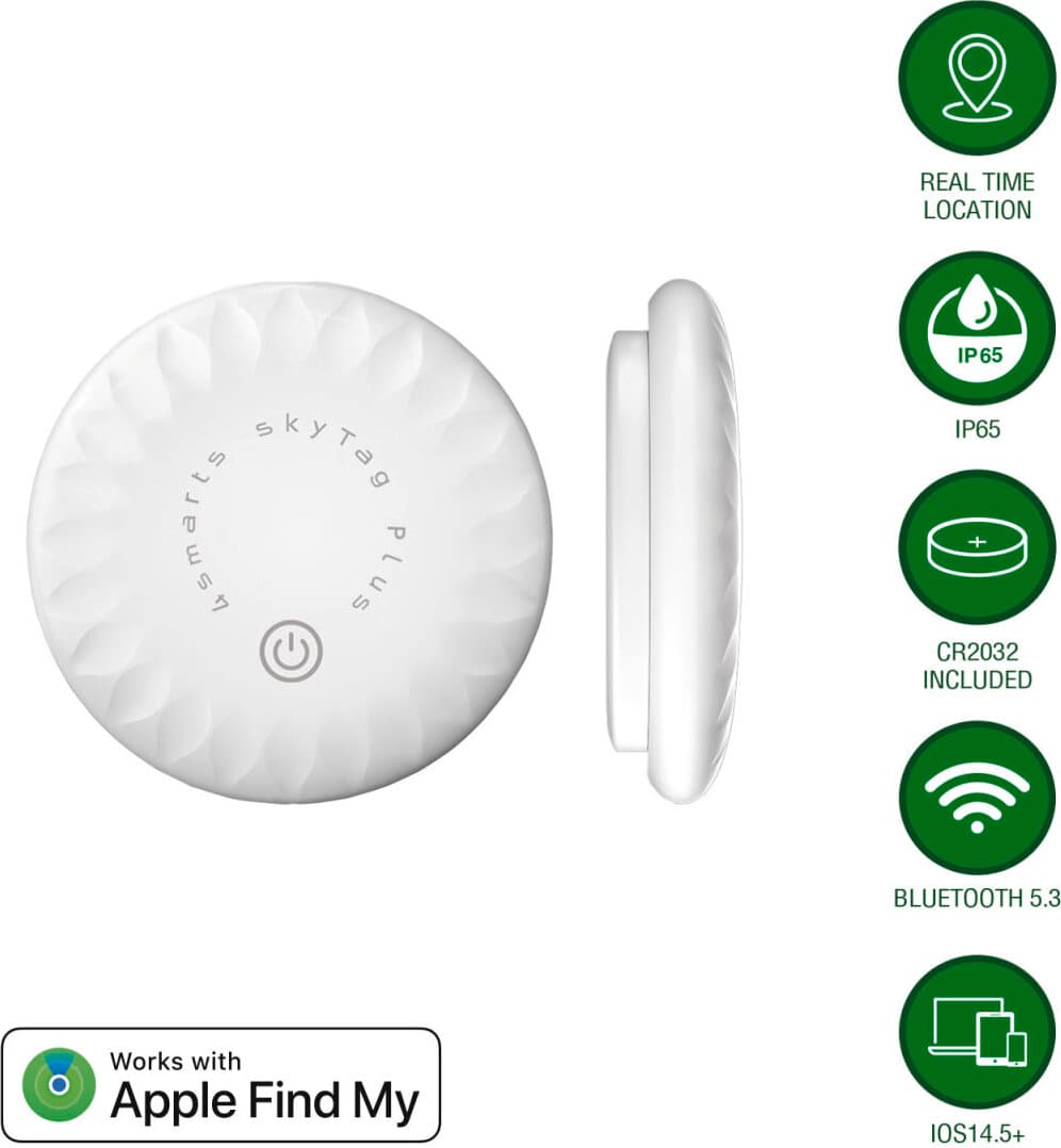Комплект от 2 броя устройство за намиране на изгубени вещи чрез FindMy - 4smarts SkyTag Plus Location Finder Set (бял)