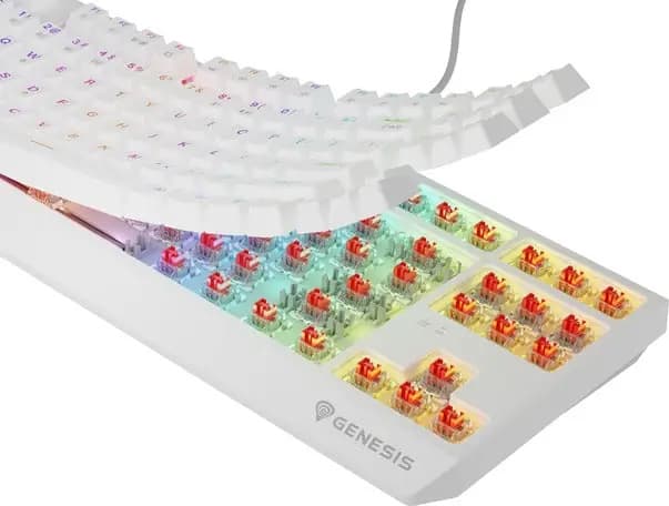 Genesis Gaming Keyboard Thor 230 TKL Wireless US White RGB Mechanical Outemu Red