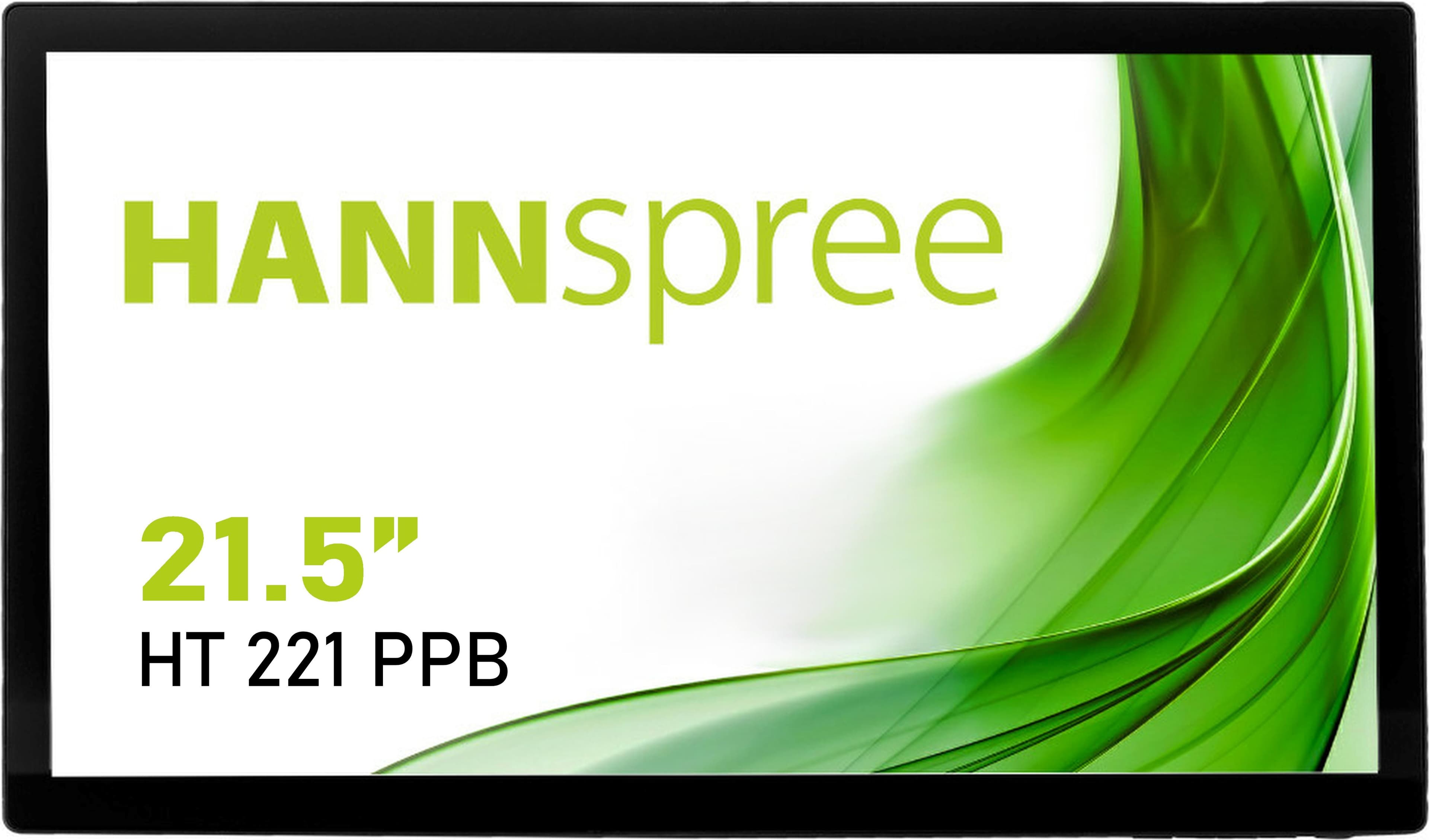 Тъч монитор HANNSPREE HT221PPB, TFT, 21.5 inch, Wide, Full HD, D-Sub, USB-C, HDMI, DP, 10 Point Touch, Черен
