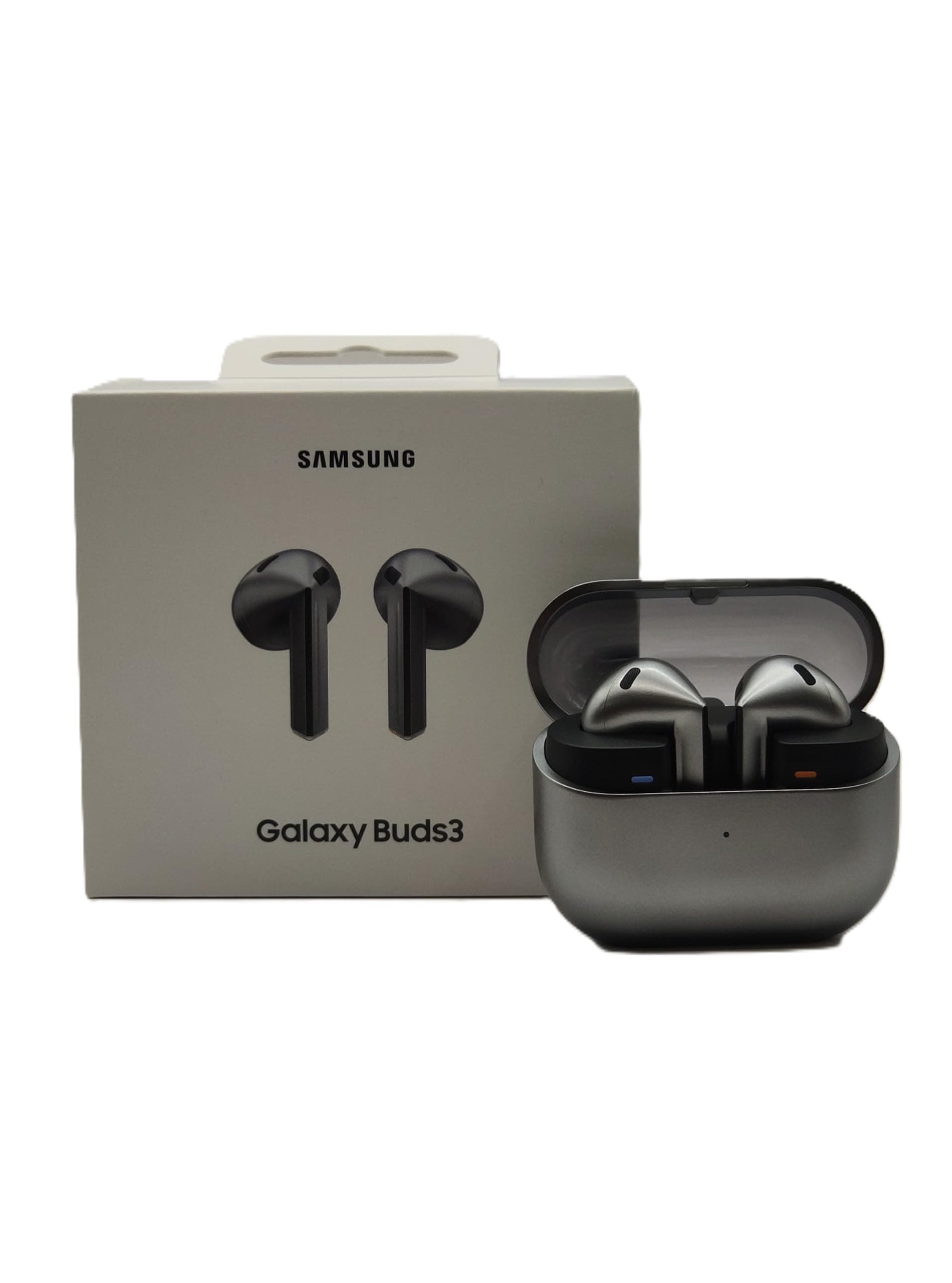 Слушалки Samsung Galaxy Buds3, безжични, Bluetooth, система от три микрофона, 11mm динамични мембрани, 24-bit/96kHz, активно шумопотискане, до 5 часа време на работа, IP57 водоустойчивост, сребристи