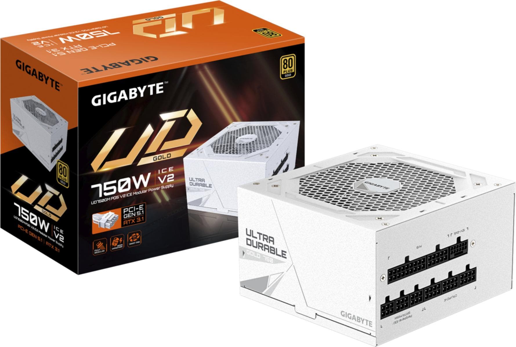 Захранващ блок Gigabyte UD750GM PG5 ICE 750W, 80+ Gold PCIe 5.1