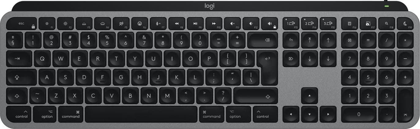 Клавиатура Logitech MX Keys S for Mac, безжична, подсветка, US International подредба, тъмносива, Bluetooth