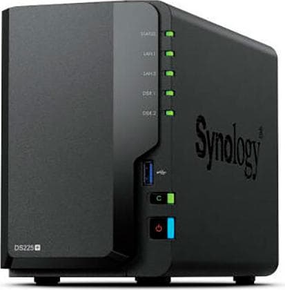 Мрежов сторидж Synology DS225+, за 2 диска, Intel Celeron J4125, 2GB DDR4 SODIMM