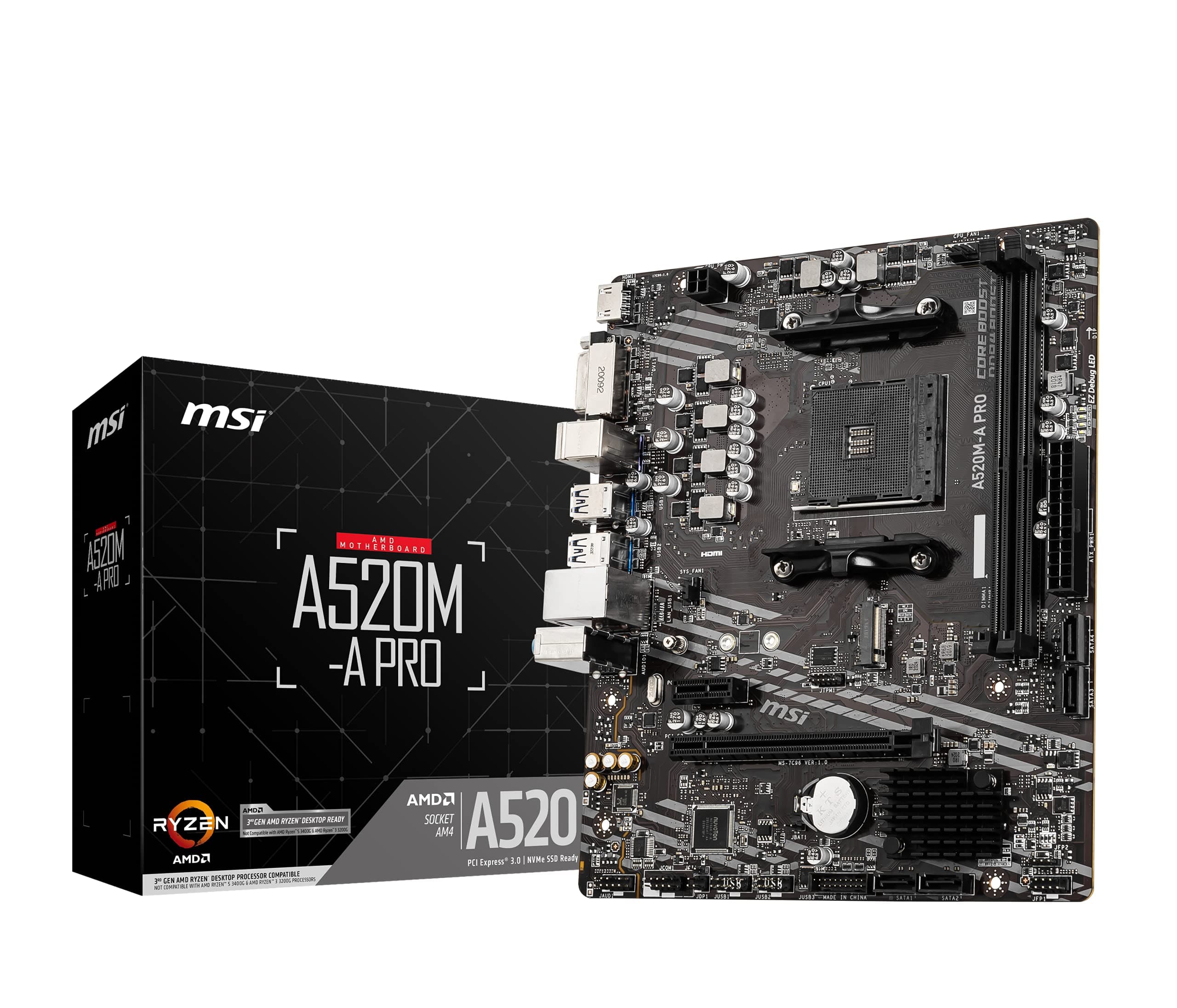 MSI A520M-A PRO AM4 2xDDR4 mATX HDMI DVI USB MB