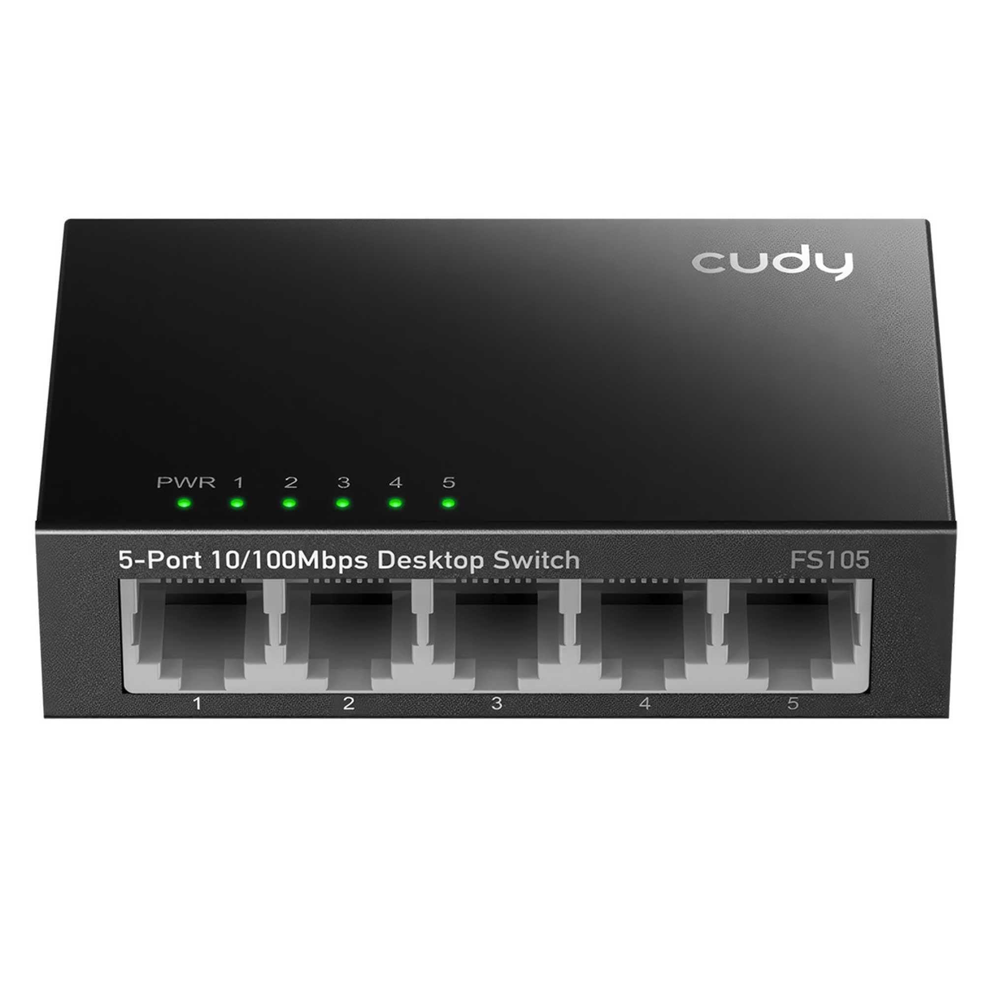 Суич Cudy FS105, 5-портов 10/100 Mbps RJ 45, Метален корпус, Черен