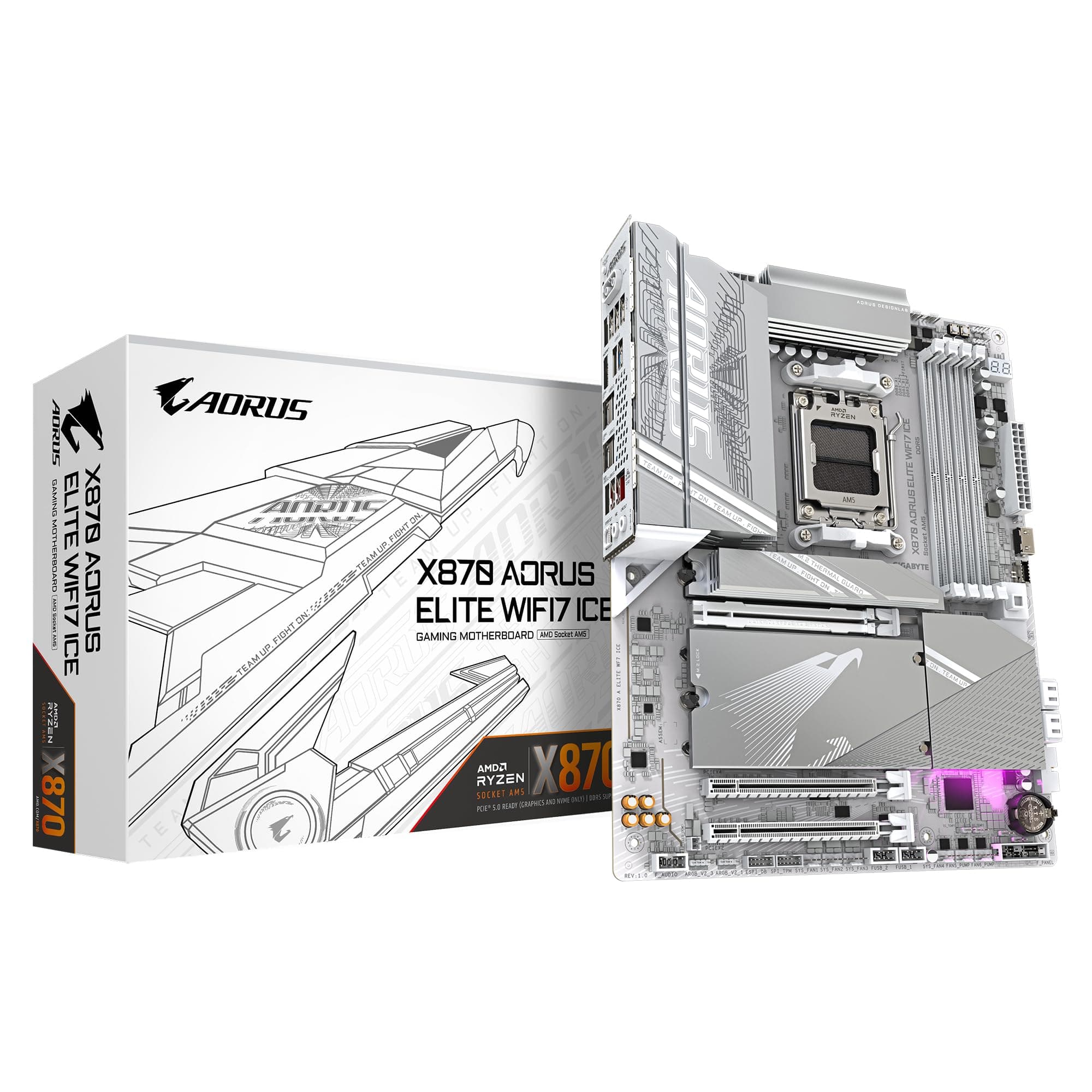 Дънна платка GIGABYTE X870 AORUS ELITE ICE WIFI 7, Socket AM5