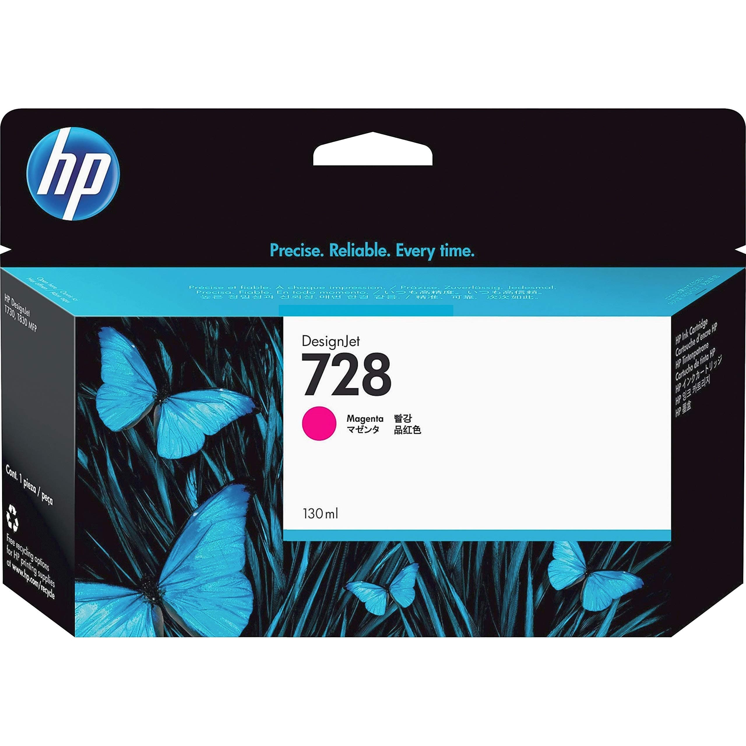 HP 728 оригинална 130-мл магента касета с мастило F9J66A
