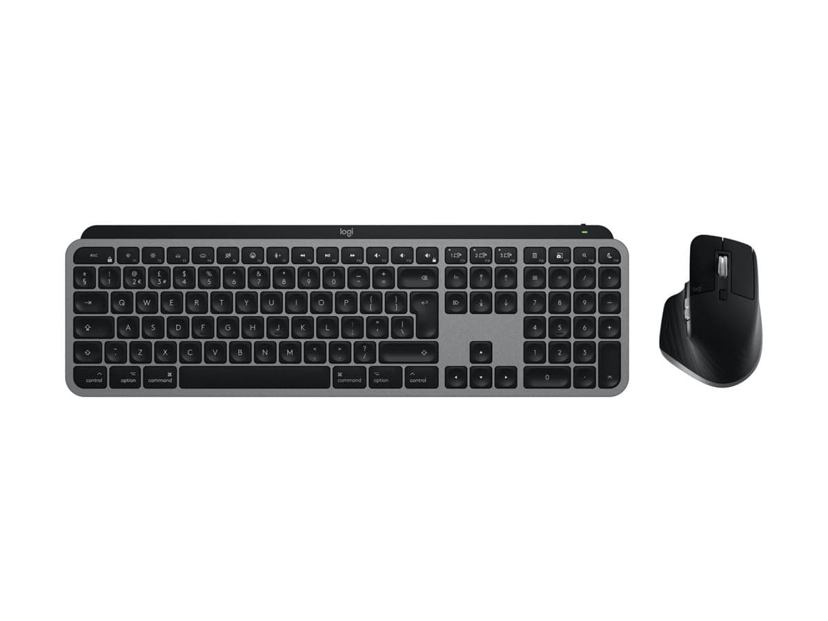 Комплект клавиатура и мишка Logitech MX Keys S Combo for Mac, безжични, подсветка, US International подредба, 8000dpi, Bluetooth, черни