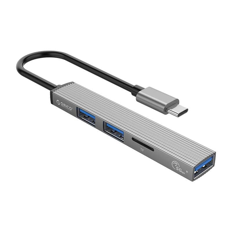 3-портов USB-C хъб и четец за карти за компютри и лаптопи с USB-C порт (тъмносив) - Orico USB-C 3-port Hub and Card Reader (AH-12F-GY-BP)