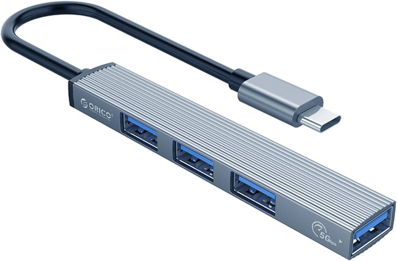 4-портов USB-C хъб за компютри и лаптопи с USB-C порт (тъмносив) - Orico USB-C 4-port Hub (AH-13-GY-BP)