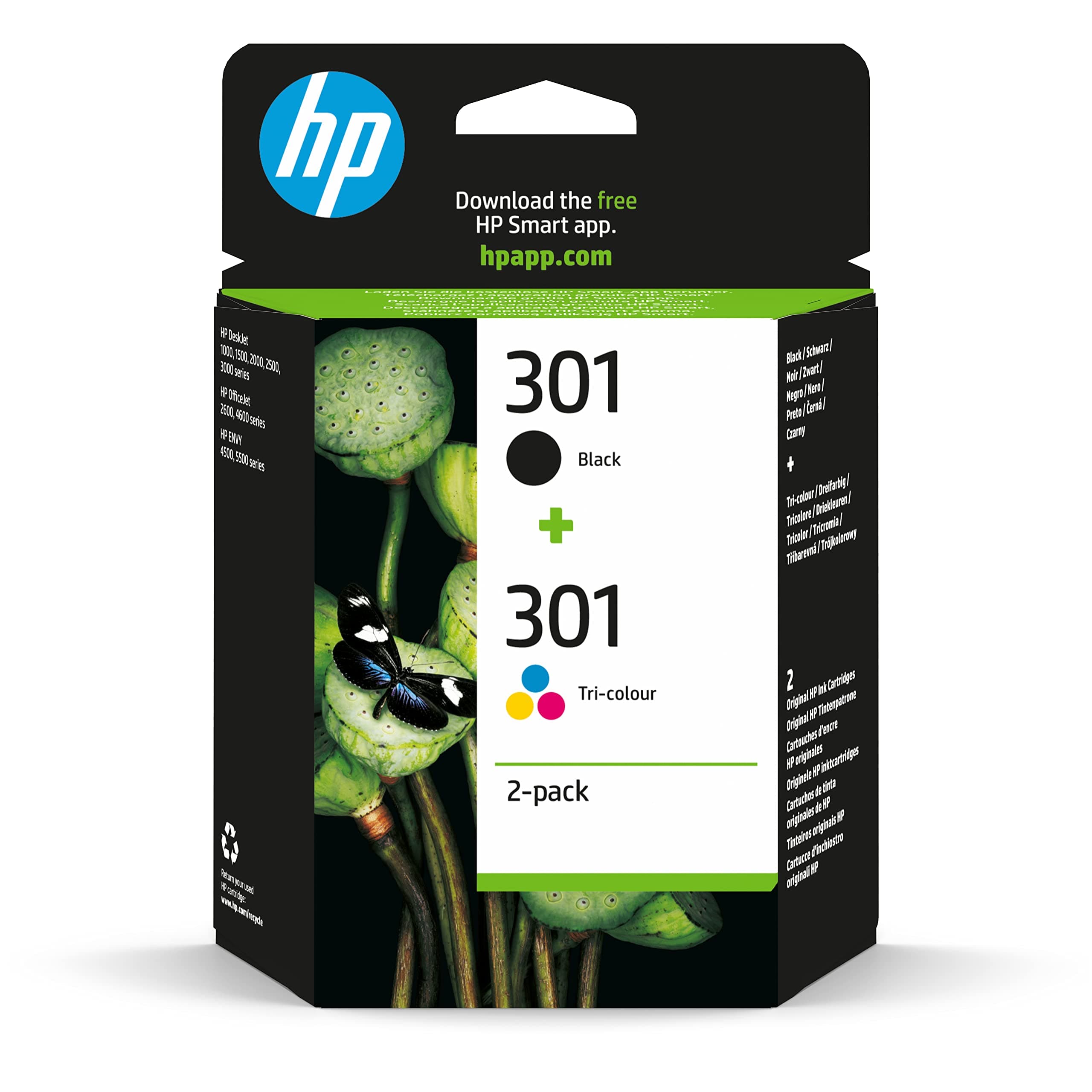 HP 301 оригинална касета с мастило N9J72AE Combo 2-пакет черна и цветна касета със стандартен капацитет