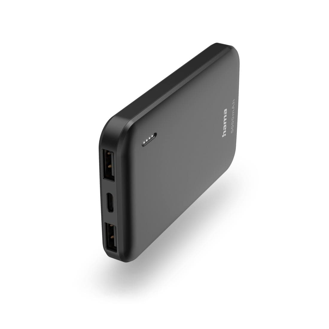 HAMA Външна батерия "Pocket 5" Power Pack, 5000 mAh, Изходи: 2x USB-A, антрацит