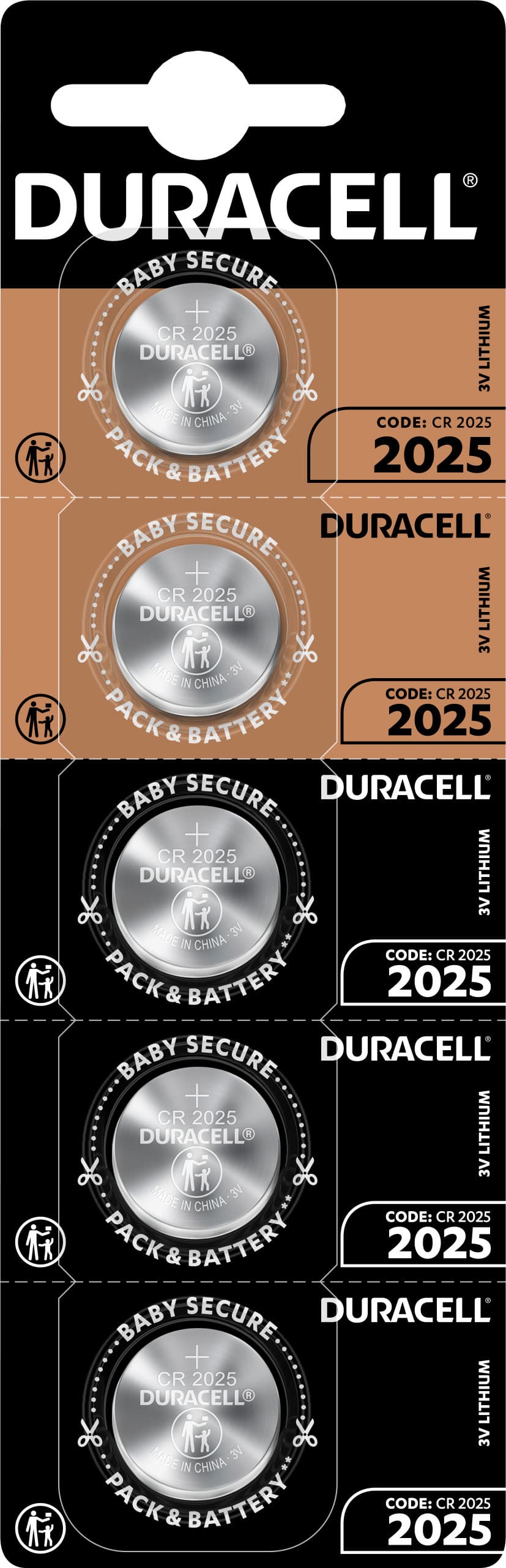 Бутонна батерия литиева CR2025 3V 5 бр. в блистер DURACELL /цена за 1 батерия/