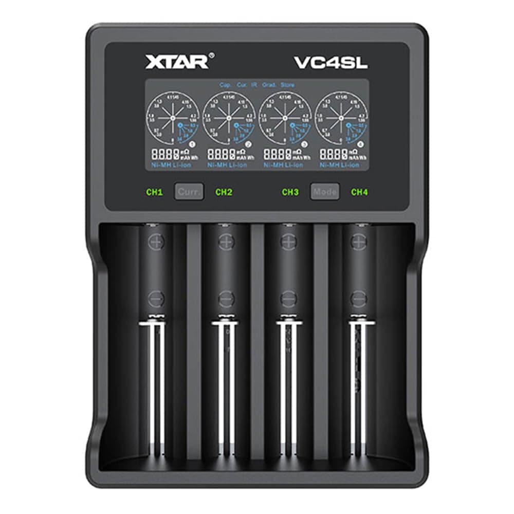 Зарядно у-во XTAR VC4SL, 4 гнезда, LCD дисплей, USB, LiIon & NIMH, 18650, CR123, AA, AAA