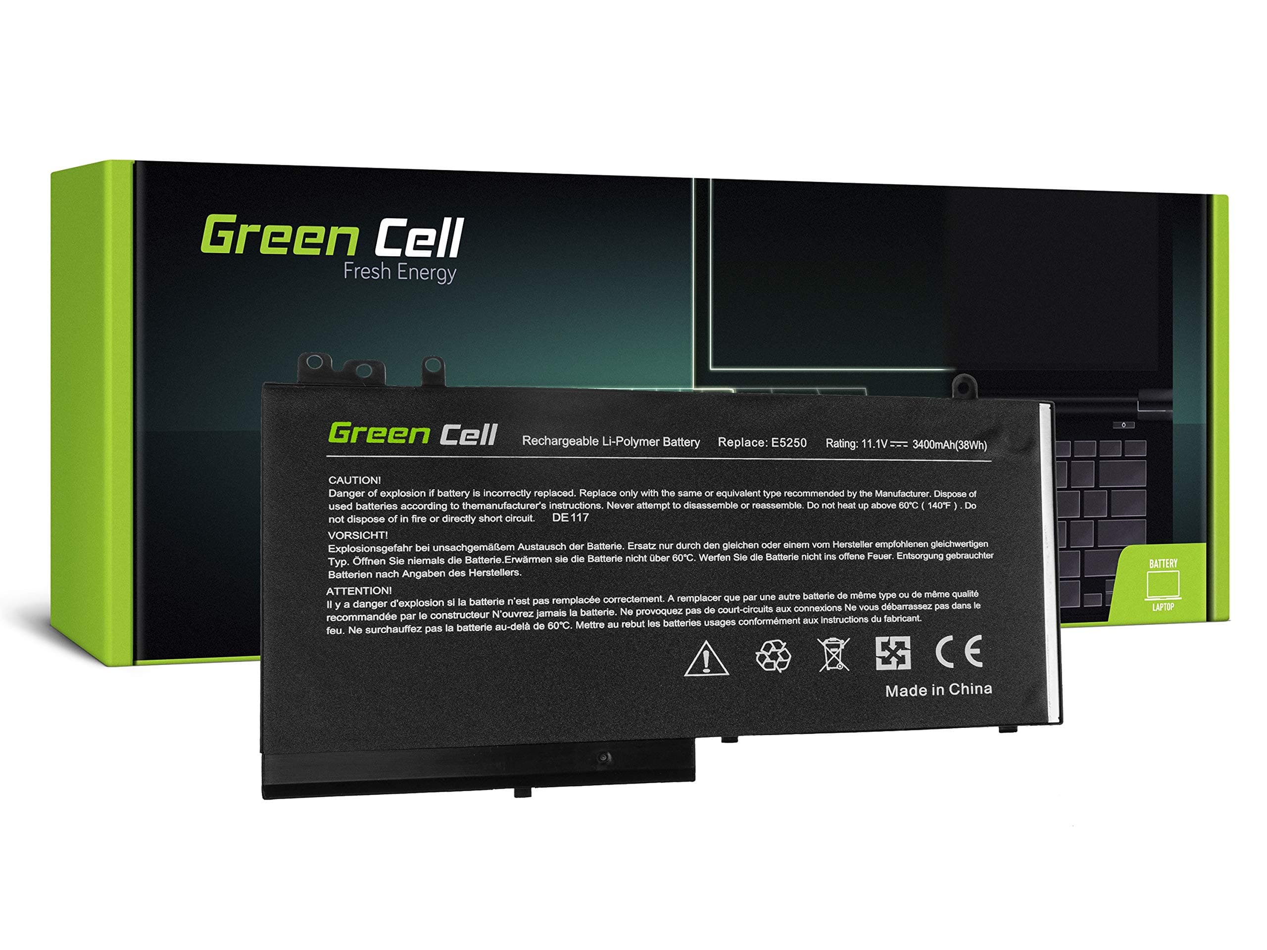 Батерия за лаптоп GREEN CELL, Dell Latitude 12 5250 E5250 14 E5450 15 E5550 11 3150 3160 RYXXH 11,1V 2900mAh